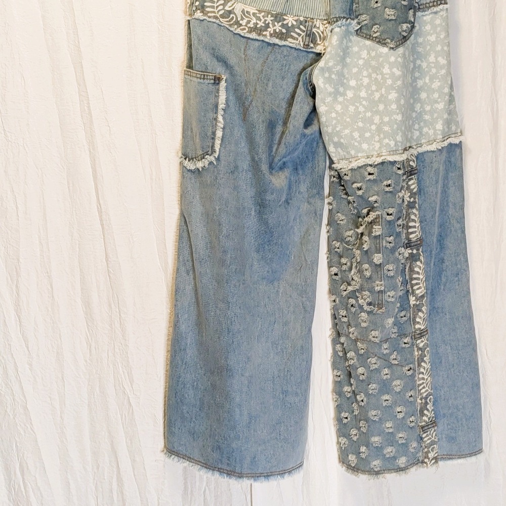Darla Denim Mixed Media Jeans by POL Small Funky Roomy Fit Quirky - Picture 12 of 14